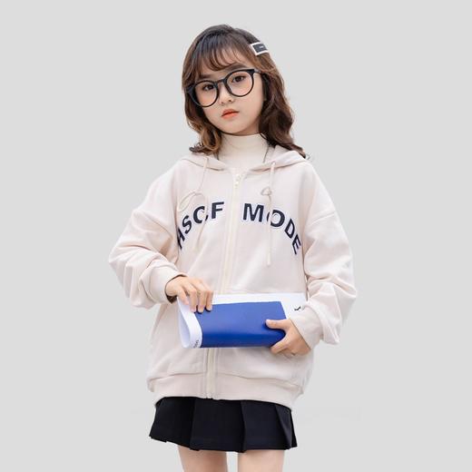 女童卫衣2023年春季拉链字母刺绣加厚韩版宽松连帽卫衣 商品图0