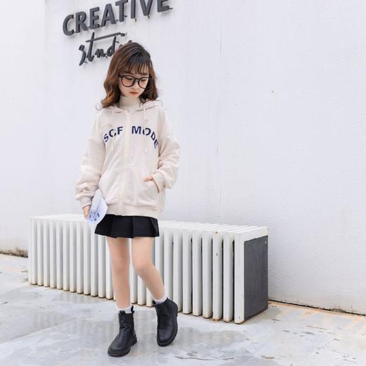 女童卫衣2023年春季拉链字母刺绣加厚韩版宽松连帽卫衣 商品图3