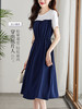 【五折购】熙世界连衣裙女夏显瘦收腰2025年新款法式撞色圆领假两件休闲裙子 商品缩略图1