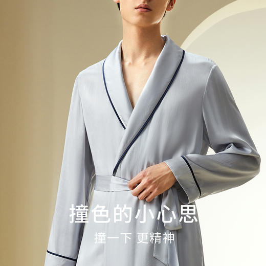 金三塔19姆米重磅真丝时尚100%桑蚕丝男睡衣睡袍新品可外穿  YSMDC101 商品图3