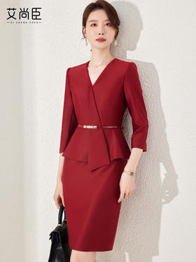红色西装连衣裙女秋季2023新款高级感职业装裙子气质女神范工作服