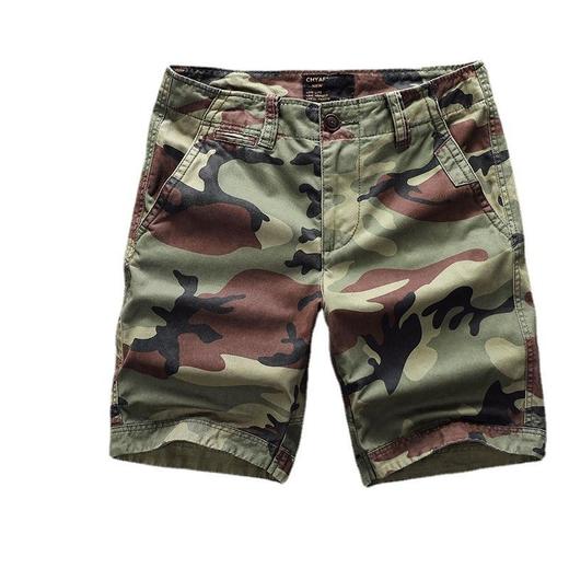 新款夏季男士迷彩五分工装裤复古男士直筒中腰棉休闲短裤 商品图4