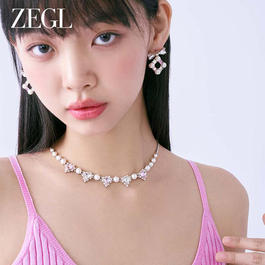 ZEGL设计师璀璨甜心系列爱心人造珍珠项链女轻奢高级感锁骨链配饰 商品图2