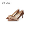 DFuse迪芙斯秋款晚宴高级水貂毛细跟高跟单鞋女尖头气质DF33111127 商品缩略图0