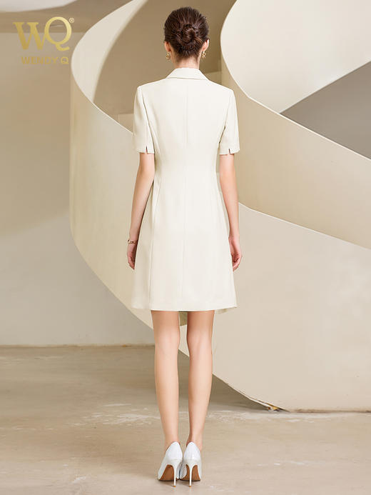 夏季高端粉色绑带连衣裙女短袖主持人职业装气质时尚 商品图7