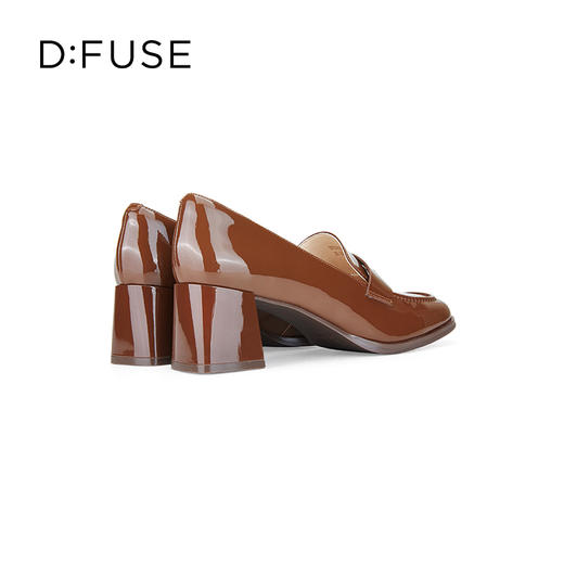 Dfuse迪芙斯秋款牛皮方头通勤粗跟英伦乐福鞋DF33112211 商品图9