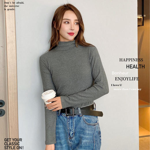 【特价】女士莫代尔棉德绒磨毛螺纹印花净色打底衣秋衣高弹舒适单上衣单件打底衫2209/2210/2235/2236/2364 商品图4