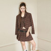 西遇英伦风格子西装女2023年秋季新款翻领宽肩韩版时尚咖色外套11831944 商品缩略图0