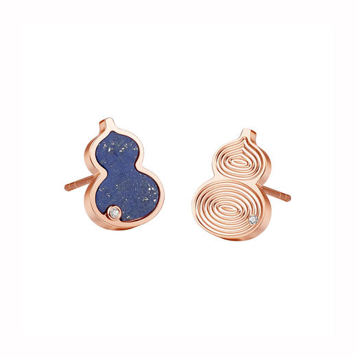 ［东方幸趣］18K玫瑰金青金石镶钻耳饰#岱川 商品图0