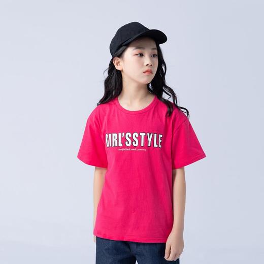 女童T恤2023夏季字母印花纯棉短袖T恤韩版时尚大童青少年女T恤 商品图3