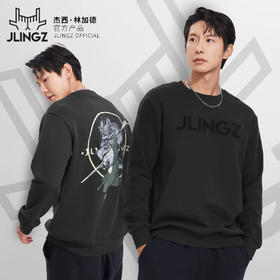 JLINGZ林加德官方产品 | 深灰国潮刺绣圆领卫衣潮流保暖时尚休闲