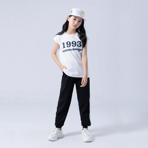 女童运动裤2023夏款织带拼接运动裤大童青少年女纯棉运动裤 商品图2