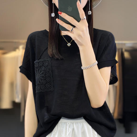 馥迦新中式竹节棉刺绣T恤 N-332 商品图7