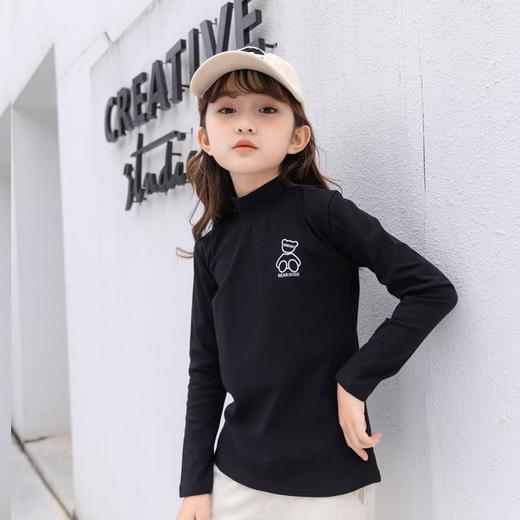 女童打底衫2023春季新款韩版女大童半高领长袖小熊印花上衣百搭T 商品图1
