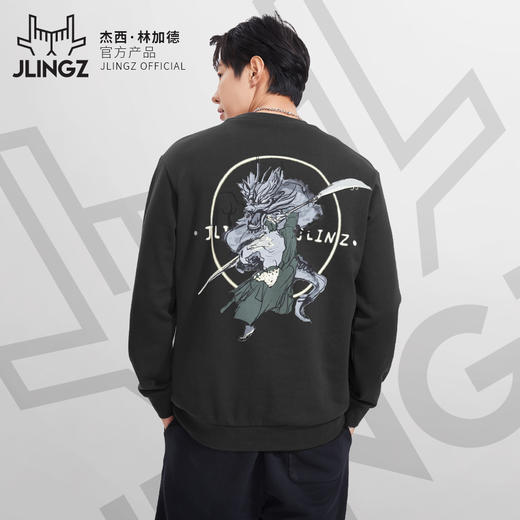 JLINGZ林加德官方产品 | 深灰国潮刺绣圆领卫衣潮流保暖时尚休闲 商品图2