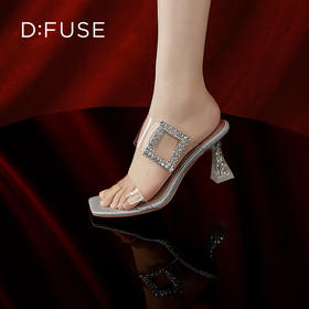 D:FUSE迪芙斯夏季新款钻扣一字带水晶拖鞋仙女鞋DF42110775