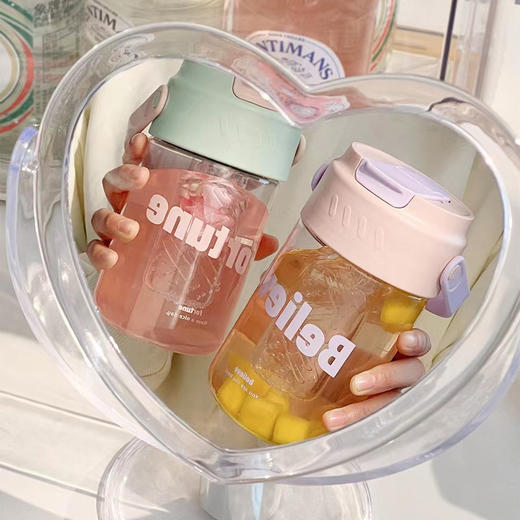 【随时享受清新口感❗️茶水分离简约茶仓杯】可拆卸独立茶仓，郁金香撞色系列，方便外出携带，温柔可爱，男女生水杯夏季学生儿童防摔运动便携塑料水壶父亲节礼物新年礼盒年货礼盒 商品图3