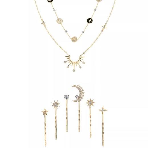 大英博物馆日月星辰系列 母贝项链 镀金项链 发夹套装首饰礼盒 商品图4