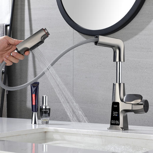 XT-C020数显抽拉面盆-枪灰 商品图0