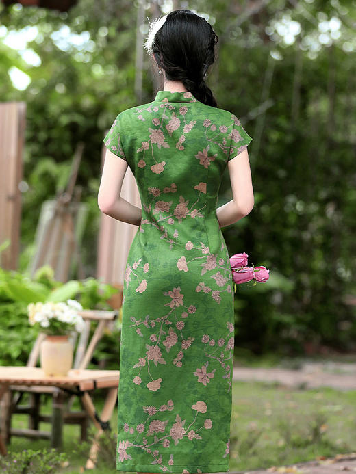 复古中国风，苎麻印花连衣裙OY-230016 商品图4