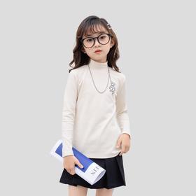 女童打底衫2023春季新款韩版女大童半高领长袖内搭上衣百搭T