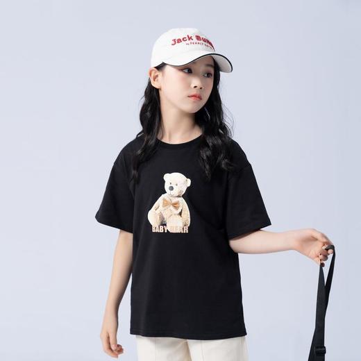 女童T恤2023夏季可爱小熊印花纯棉短袖T恤韩版大童青少年女T恤 商品图0