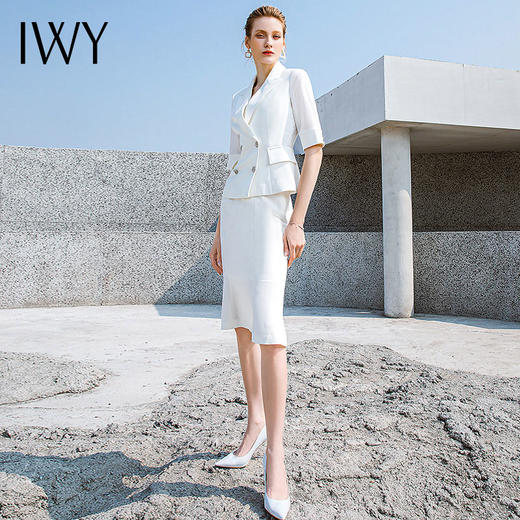 IWY/白色西装套裙女两件套时尚套装夏气质名媛高端小西服232018C1S3 商品图3