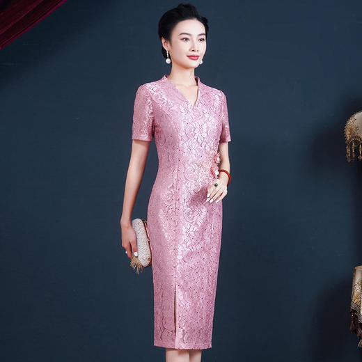 JC-WR5361喜婆婆旗袍婚礼春夏装高贵新娘母礼服喜庆婚宴连衣裙 商品图3