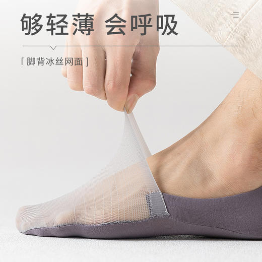 【超薄男士船袜，5双装！】夏天必备！轻薄透气，防臭不闷热，3D防滑设计，完美运动伴侣。隐形网眼细节设计更时尚，让你在炎炎夏日也能保持清爽舒适。 商品图4