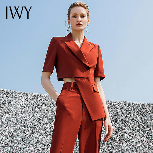 IWY/铁锈红西装夏装时尚两件套炸街奢华大牌职业套装女高级感232019C1P6 商品图0