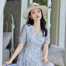 奢姿2026年夏装新款胖妹妹大码女装温柔风碎花茶歇法式高级感裙子9932890974