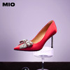 MIO米奥梦幻蝴蝶钻饰尖头优雅红色细跟高跟鞋婚鞋单鞋伴娘鞋M234401084 商品缩略图0
