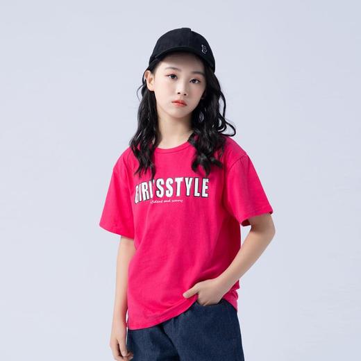 女童T恤2023夏季字母印花纯棉短袖T恤韩版时尚大童青少年女T恤 商品图0