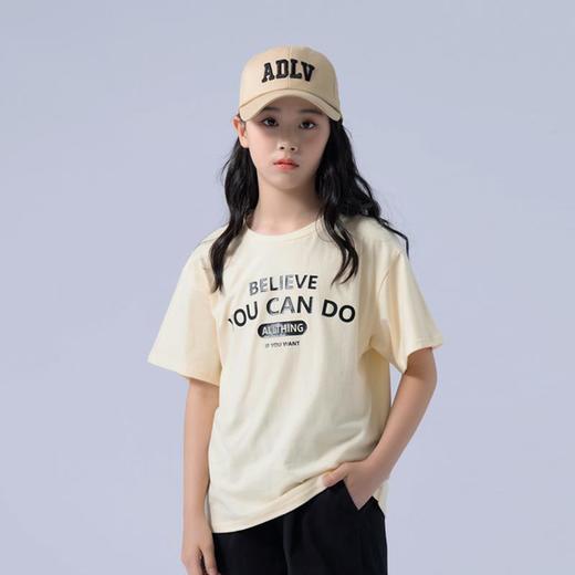 女童T恤2023夏季字母印花纯棉短袖T恤韩版时尚大童青少年女T恤 商品图3