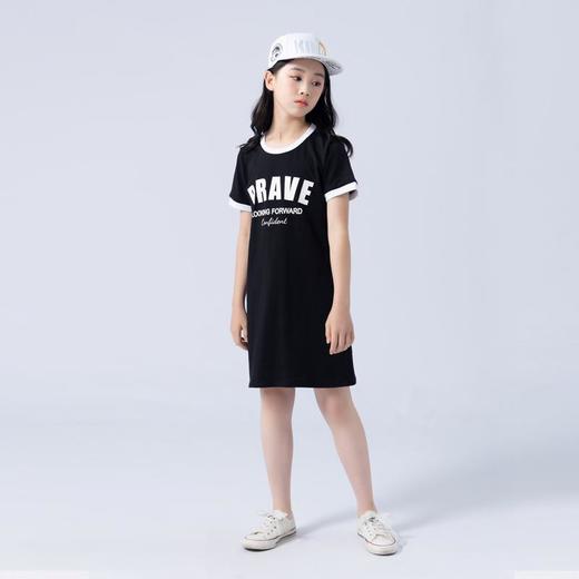 女童连衣裙2023夏季字母印花短袖连衣裙大童青少年女连衣裙 商品图0