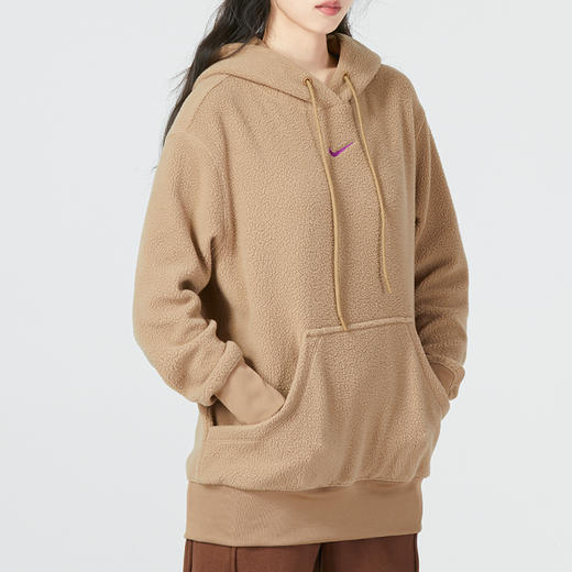 Nike/耐克卫衣宽松女春季运动针织摇粒仿羊羔绒套头帽衫DQ6841-258 商品图0