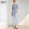 IWY/蓝色短袖西装小脚裤套装女气质正装职业装时尚设计感西装套装女232013CP1 商品缩略图4