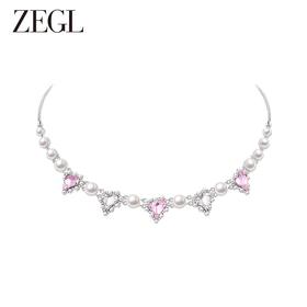 ZEGL设计师璀璨甜心系列爱心人造珍珠项链女轻奢高级感锁骨链配饰