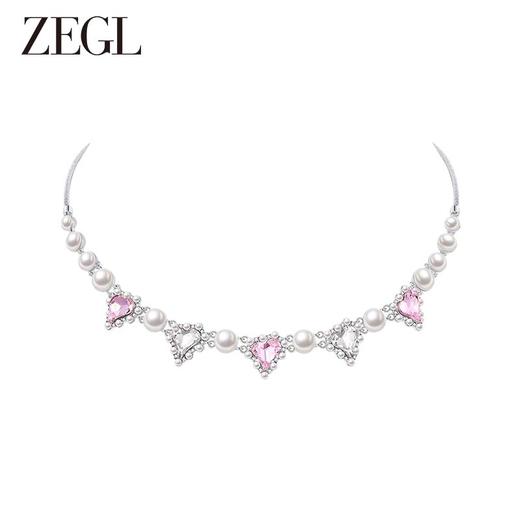 ZEGL设计师璀璨甜心系列爱心人造珍珠项链女轻奢高级感锁骨链配饰 商品图0