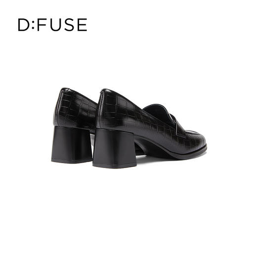 Dfuse迪芙斯秋款牛皮方头通勤粗跟英伦乐福鞋DF33112211 商品图3