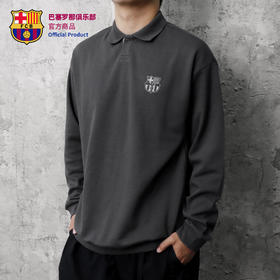 巴塞罗那俱乐部官方商品丨深灰减龄运动长袖POLO卫衣衬衣舒适百搭