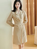 剩S/XL/XXL 米思阳2026春季新款知性优雅净色连衣裙修身缩褶西装领茶歇裙1753 商品缩略图2