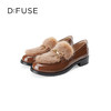 Dfuse迪芙斯秋款漆皮拼接水貂毛毛休闲乐福鞋DF33112118 商品缩略图3