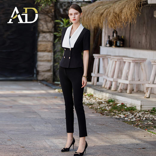 高级感小香风西装两件套女白色娃娃领小西服外套正式场合职业装 商品图2