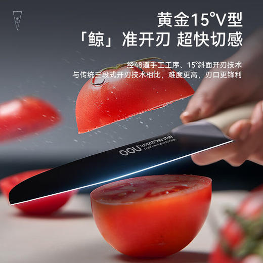 OOU!厨房刀具套装德国进口材质抗菌家用切菜刀剪刀带磨刀器黑鲸7件套DJ0022 商品图3