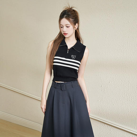 小清新减龄针织马甲早春新款宽松短款针织无袖上衣女V1838216 商品图4