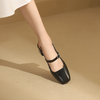 阿么手工女鞋玛丽珍方头法式6CM凉鞋时尚纯色百搭浅口粗跟不累脚 商品缩略图4
