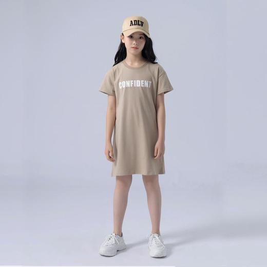 女童连衣裙2023夏季落肩宽松字母印花连衣裙大童青少年女连衣裙 商品图3