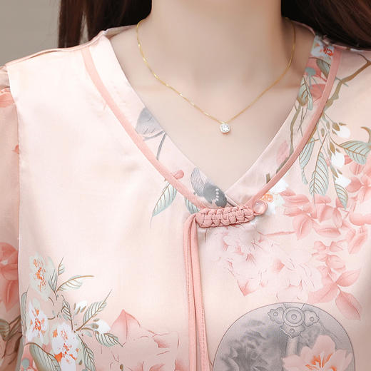 QYMKSY-QQ23836TZ-L 2023年夏款短款印花七分袖国风时尚小衫宽松休闲九分阔腿裤两件套 商品图3