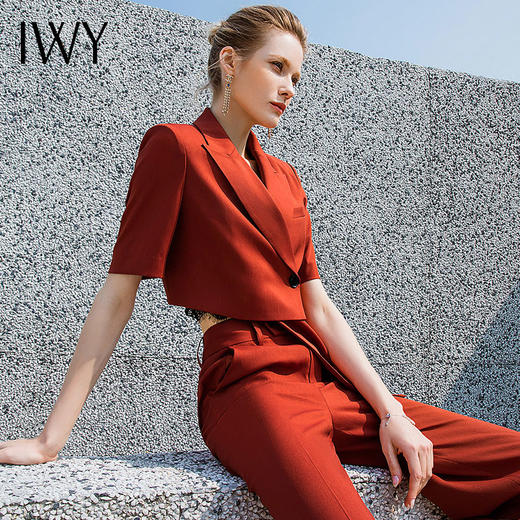 IWY/铁锈红西装夏装时尚两件套炸街奢华大牌职业套装女高级感232019C1P6 商品图1